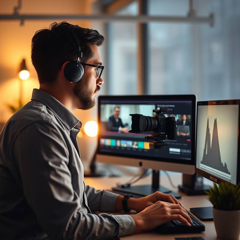 Billede af en person, der redigerer video på en computer