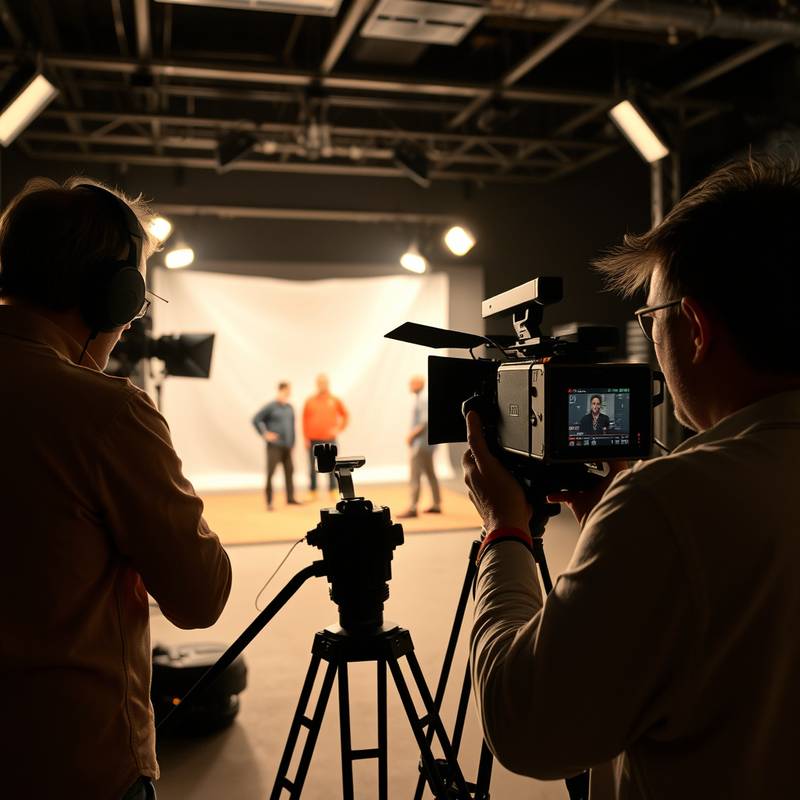 Billede af et filmhold, der optager en scene til en kortfilm